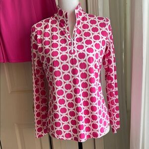 White and Pink Long Sleeve Breathable Golf Top
